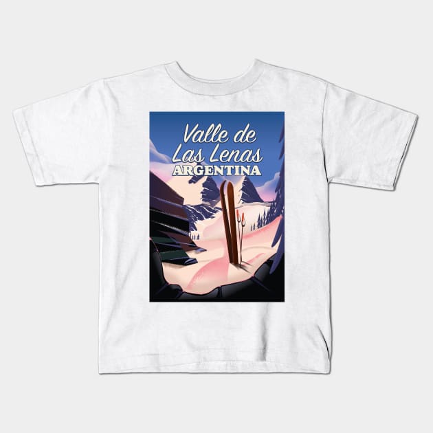 Valle de las Leñas Argentina ski Kids T-Shirt by nickemporium1